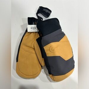 Gordini Men's Large Mountain Crew Mittens Gunmetal Tan NWT 600-fill Downtek